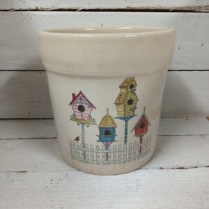 Shaker & Thangs Pottery BIRDHOUSES Utensil Crock Country Vase Farmhouse Decor.